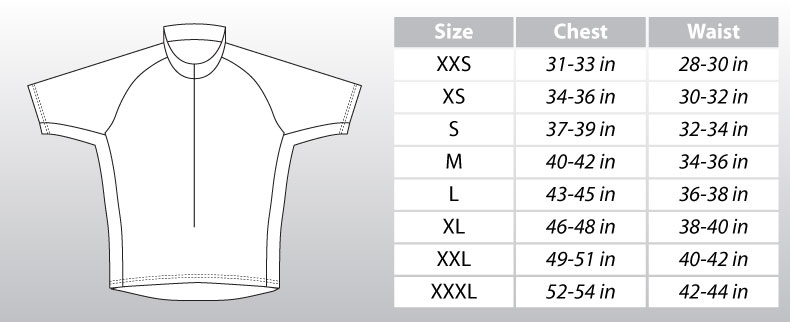 ATAC™ Sportswear Custom Dragon Boat Jerseys: Size Chart